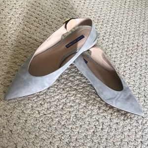 Stuart Weitzman Adela Blue Grey Suede Flats